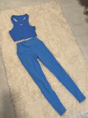 Alo High-Waist Leggings & Aspire tank Set in crystal clear blue